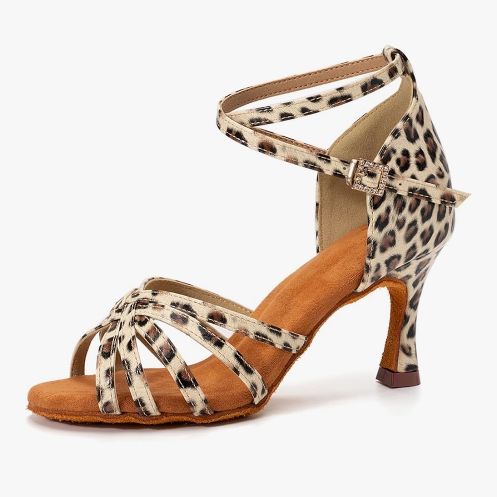 Elegant Leopard Print Strappy Heels